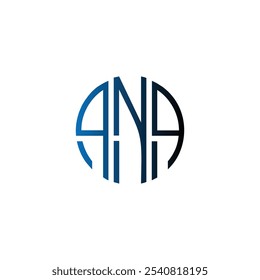 Diseño de logotipo de negocio minimalista moderno del círculo del alfabeto de ANA