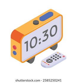 Ana icon of smart alarm clock in isometric style in trendy style