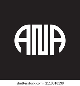 Diseño del logo de la carta ANA sobre fondo negro. ANA 
concepto del logotipo de la carta de iniciales creativas.  