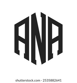 ANA Diseño de Logo. Letra inicial ANA Monogram Logo con forma de hexágono