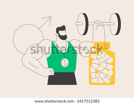 Anabolic steroids abstract concept vector illustration. Anabolic steroids doping, anti-aging aid, illegal sport drugs, hormone testosterone, muscle mass, athletic performance abstract metaphor.
