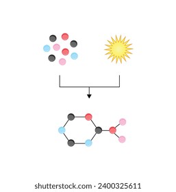 Anabolism is a process of building up complex macromolecules. ATP energy. Vector design.