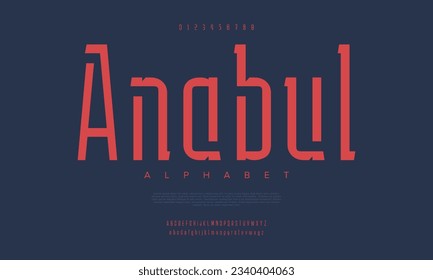 Anabul creative modern urban alphabet font. Digital abstract moslem, futuristic, fashion, sport, minimal technology typography. Simple numeric vector illustration