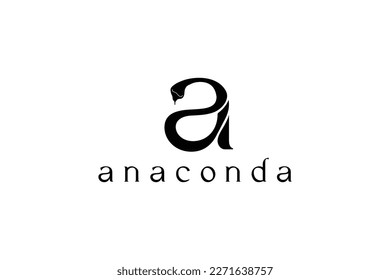 anaconda logo, anaconda + latter a logo, flat logo, snake + latter a  logo