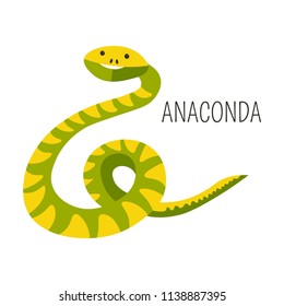 Anaconda snake with cute smile childish character