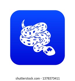 Anaconda snake icon blue vector isolated on white background