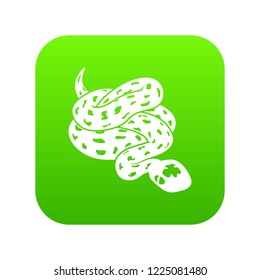 Anaconda snake icon green vector isolated on white background