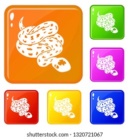 Anaconda snake icons set collection vector 6 color isolated on white background