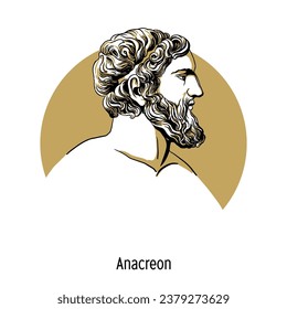 Anacreon is an ancient Greek lyric poet. Hand drawn vector illustration.