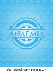Anaemia light blue water wave style badge. Vector Illustration. Detailed.