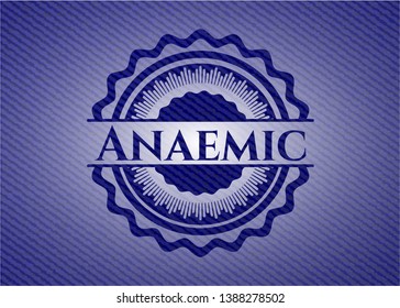 Anaemic emblem with jean texture. Vector Illustration. Detailed.