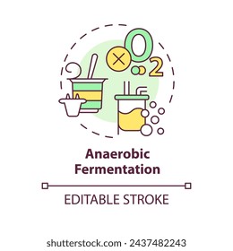 Anaerobic fermentation multi color concept icon. Cultivation technology, metabolic processes. Round shape line illustration. Abstract idea. Graphic design. Easy to use in article, blog post