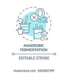 Anaerobic fermentation soft blue concept icon. Cultivation technology, metabolic processes. Round shape line illustration. Abstract idea. Graphic design. Easy to use in article, blog post