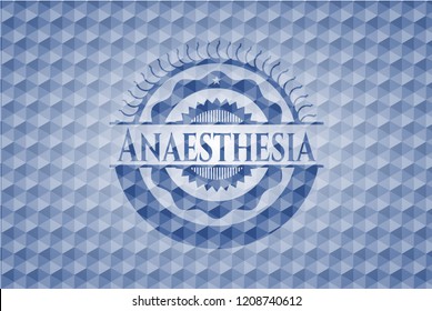 Anaesthesia blue emblem with geometric background.