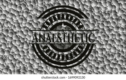 Anaesthetic dark emblem with bubbles background. Vector Illustration. Detailed.