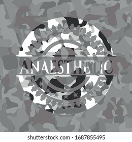 Anaesthetic grey camo emblem. Vector Illustration.