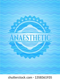 Anaesthetic light blue water wave style badge.