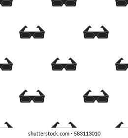 Anaglyph 3D glasses icon in black style isolated on white background. Films and cinema pattern stock vector illustration.