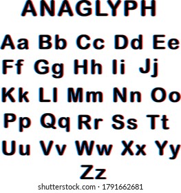 anaglyph alphabet vector text design
