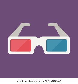 Anaglyph Glasses In Flat Design