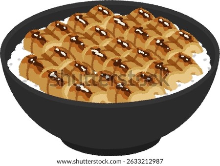 Anago donburi is a dish made by slicing grilled conger eel into thin slices and laying it on top of rice cooked in dashi.