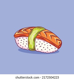 Anago sushi. Japanese traditional food icon. Isolated vector illustration.