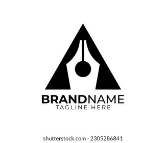 anagram monogram of initial letter A with pen nib inside triangle as negative space