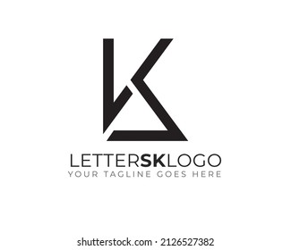anagram monogram of initial letter S K logo template	