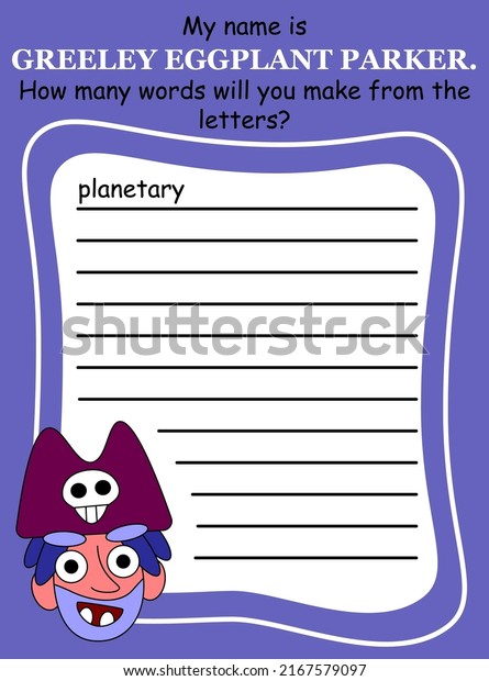Anagram word game with cartoon pirate\
printable activity page vector\
illustration