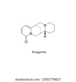 Anagyrine skeletal structure.Alkaloid compound schematic illustration. Simple diagram, chemical formula.