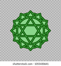 Anahata chakra icon. Color round symbol on a transparent background