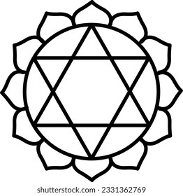 Anahata chakra vector icon.Fourth, heart chakra symbol illustration