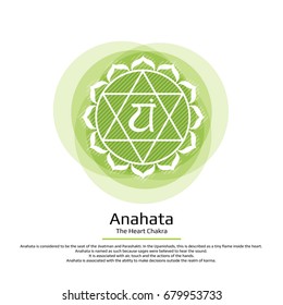 Anahata. Chakra vector isolated green icon - for yoga studio, banner, poster. Editable concept.