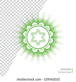 Anahata. Chakra vector isolated minimalistic icon with transparent aura - for yoga studio, banner, poster.