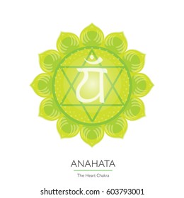 Anahata. Chakra vector isolated multicolored icon - for yoga studio, banner, poster. Editable concept.