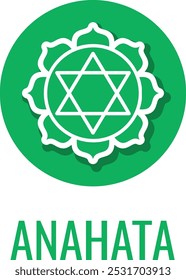 Logotipo verde de Anahata. Símbolo de color de energía de chakra