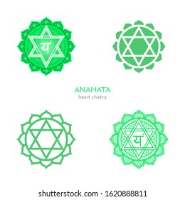 Anahata, heart chakra symbol. Colorful mandala. Vector illustration