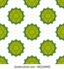 Anahata - heart chakra. The symbol of the fourth chakras. Vector seamless pattern.