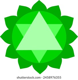 Anahata Símbolo Vector Imagen siete chakras de cuerpo humano. Imagen del Vector del chakra del corazón 