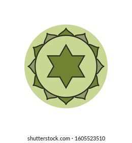 Anahata.Heart chakra. Fourth Chakra symbol of human. Vector illustration isolated on white background.Yoga,meditation,reiki and buddhism color simbol.Anahata chakra icon.