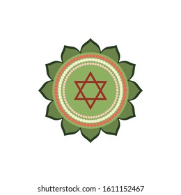 Anahata.Heart chakra. Fourth Chakra symbol of human. Vector illustration isolated on white background.Yoga,meditation,reiki and buddhism color simbol.Anahata chakra icon.