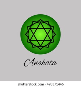 Anahata.Heart chakra. Fourth Chakra symbol of human. Vector illustration. Element human energy system. Yoga,meditation,reiki and buddhism color simbol.Anahata chakra icon.
