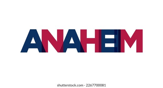 Anaheim, California, USA typography slogan design. America logo with graphic city lettering for print and web products.