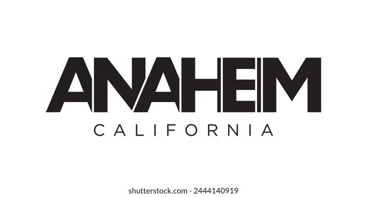 Anaheim, California, USA typography slogan design. America logo with graphic city lettering for print and web.
