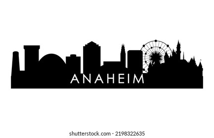 Anaheim skyline silhouette. Black Anaheim city design isolated on white background. 