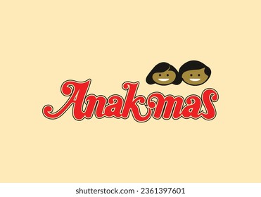 Anak Mas, vintage snack noodle in Indonesia. Shotlish1990. Vector design.