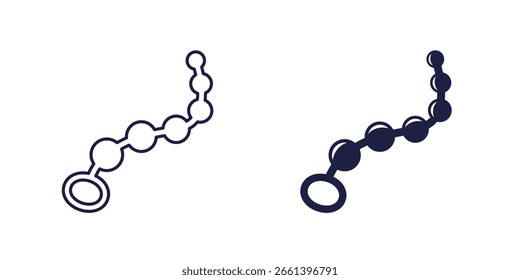 anal beads icons, line and solid design