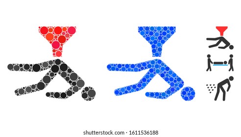 Anal enema composition of small circles in various sizes and color tones, based on anal enema icon. Vector random circles are grouped into blue composition.