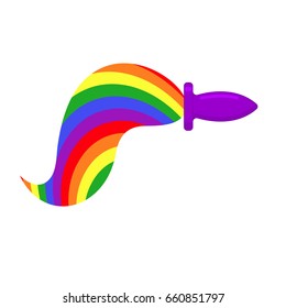 Anal-Stecker und Regenbogen-LGBT-Schwanz. Fischzubehör. Sexy-Spielzeug für Erwachsene