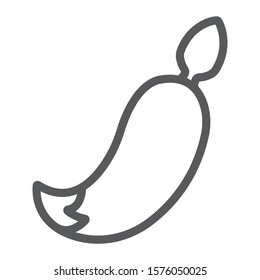 Anal plug with tail line icon, sex toy and adult, plug toy sign, vector graphics, a linear pattern on a white background, eps 10